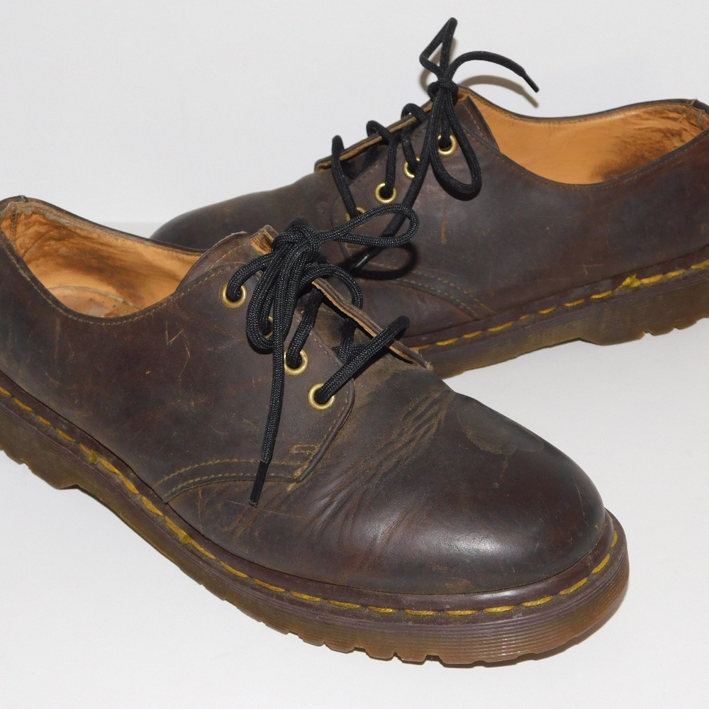 DR MARTENS brown leather lace up shoes Men 8 us 9 ENGLAND
